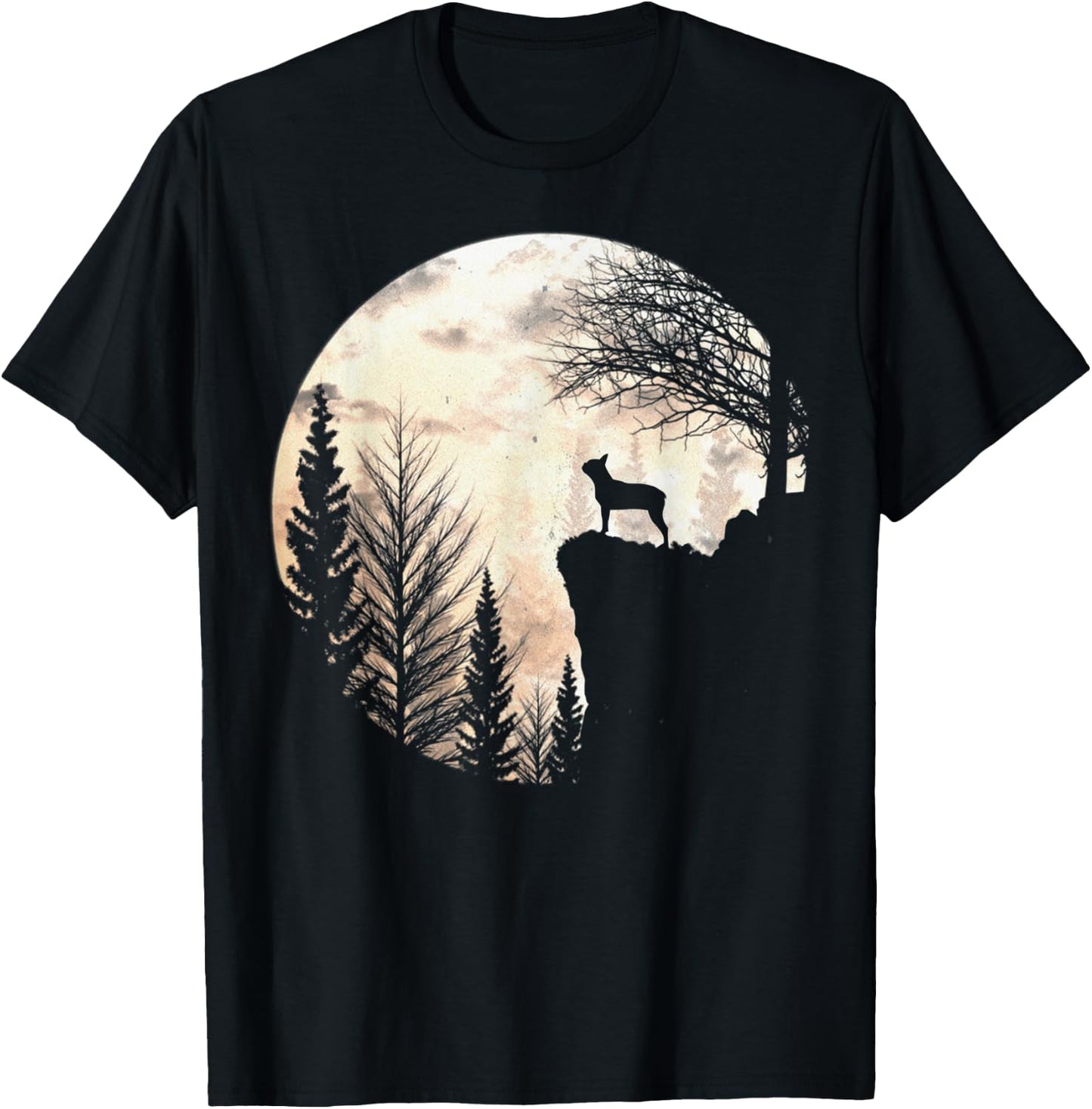 Funny Boston Terrier Dog Scary And Moon Halloween Costume Women T-Shirt - T-Shirt | Black