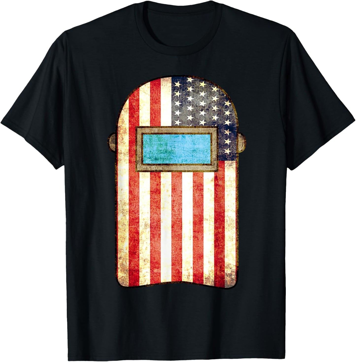 American Welder | US Flag Welding Hood Gift T-Shirt - T-Shirt | Black