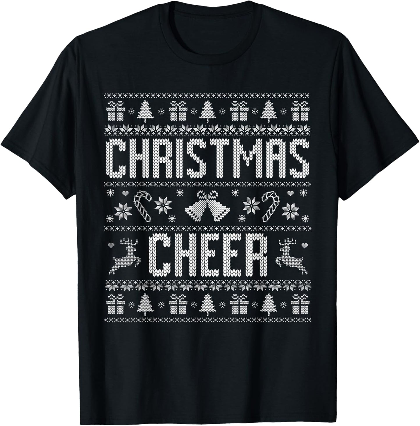 Funny Spreading Christmas Cheer Couples Ugly Pajamas Xmas T-Shirt - T-Shirt | Black