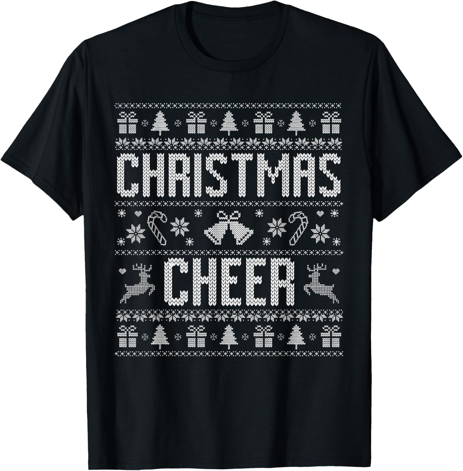 Funny Spreading Christmas Cheer Couples Ugly Pajamas Xmas T-Shirt - T-Shirt | Black