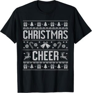 Funny Spreading Christmas Cheer Couples Ugly Pajamas Xmas T-Shirt - T-Shirt | Black