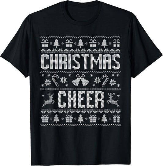 Funny Spreading Christmas Cheer Couples Ugly Pajamas Xmas T-Shirt - T-Shirt | Black