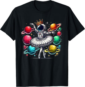 Ballerina Girl Space Astronaut T-Shirt - T-Shirt | Black