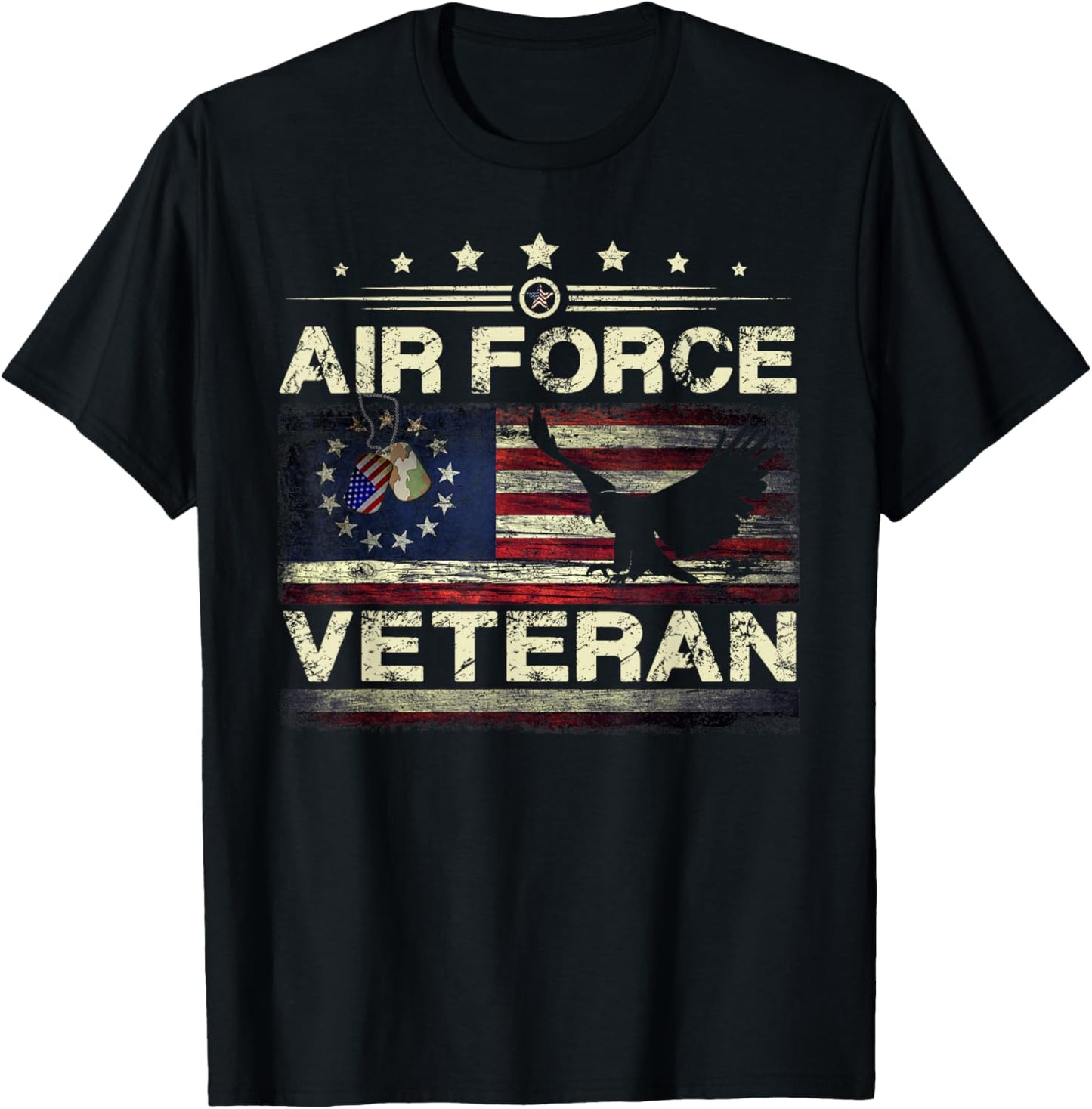 Veteran US Air Force - American Betsy Ross Flag T-Shirt - T-Shirt | Black