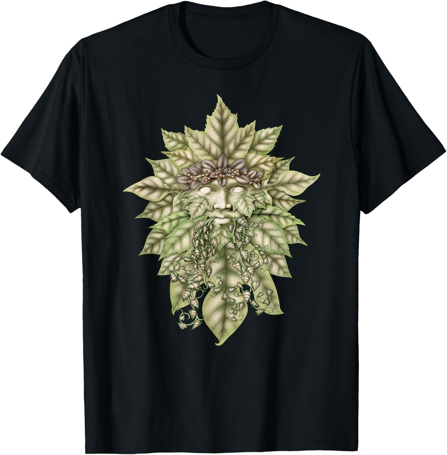 Green Man Celtic Nature Spirit T-Shirt - T-Shirt | Black