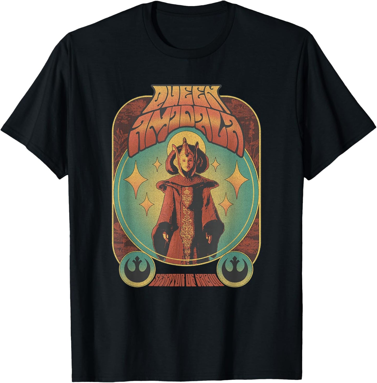 Star Wars Queen Amidala Retro Seventies Poster T-Shirt - T-Shirt | Black