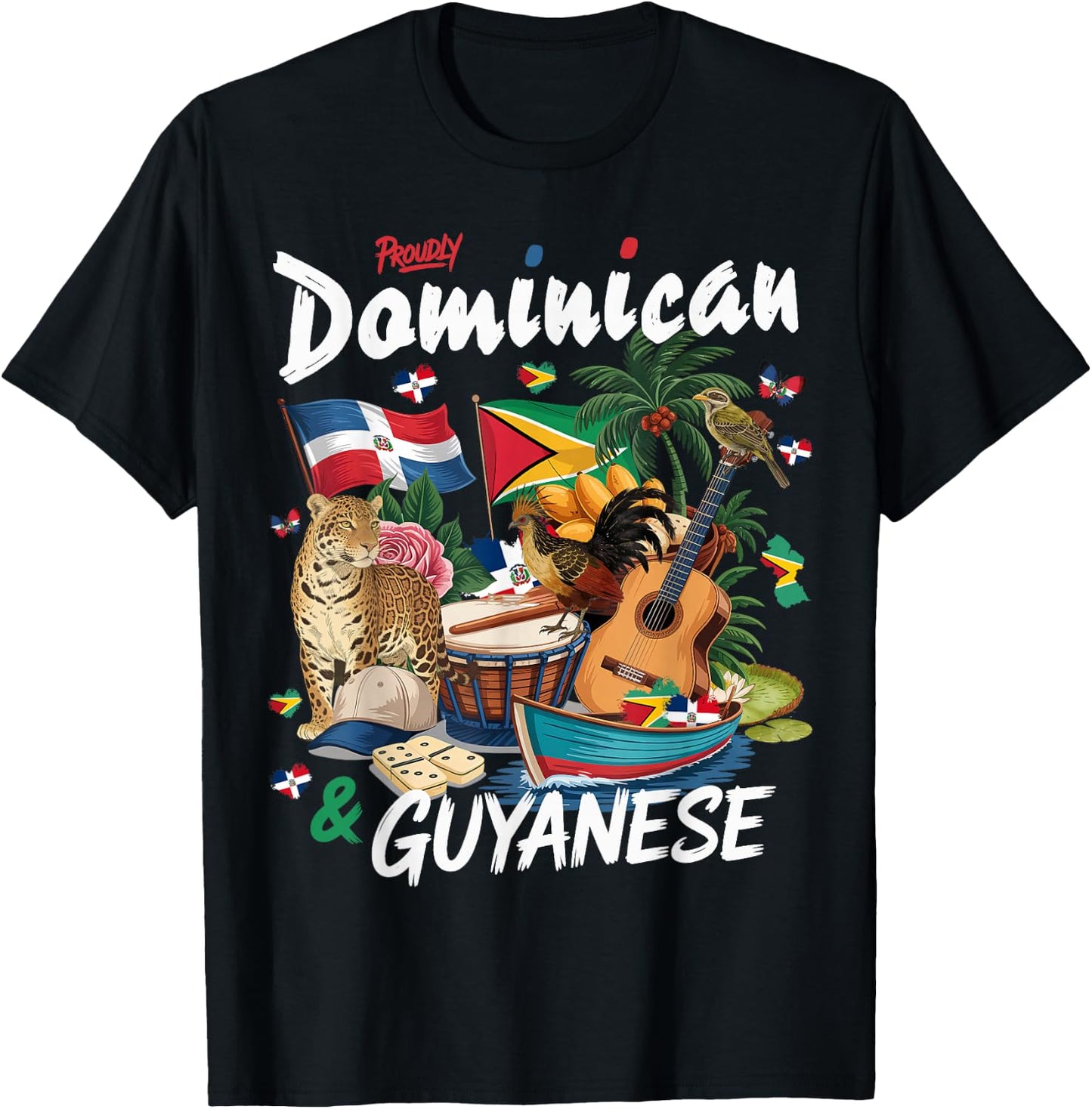 Guyana & Dominican Flag Culture Idea Guyanese T-Shirt - T-Shirt | Black