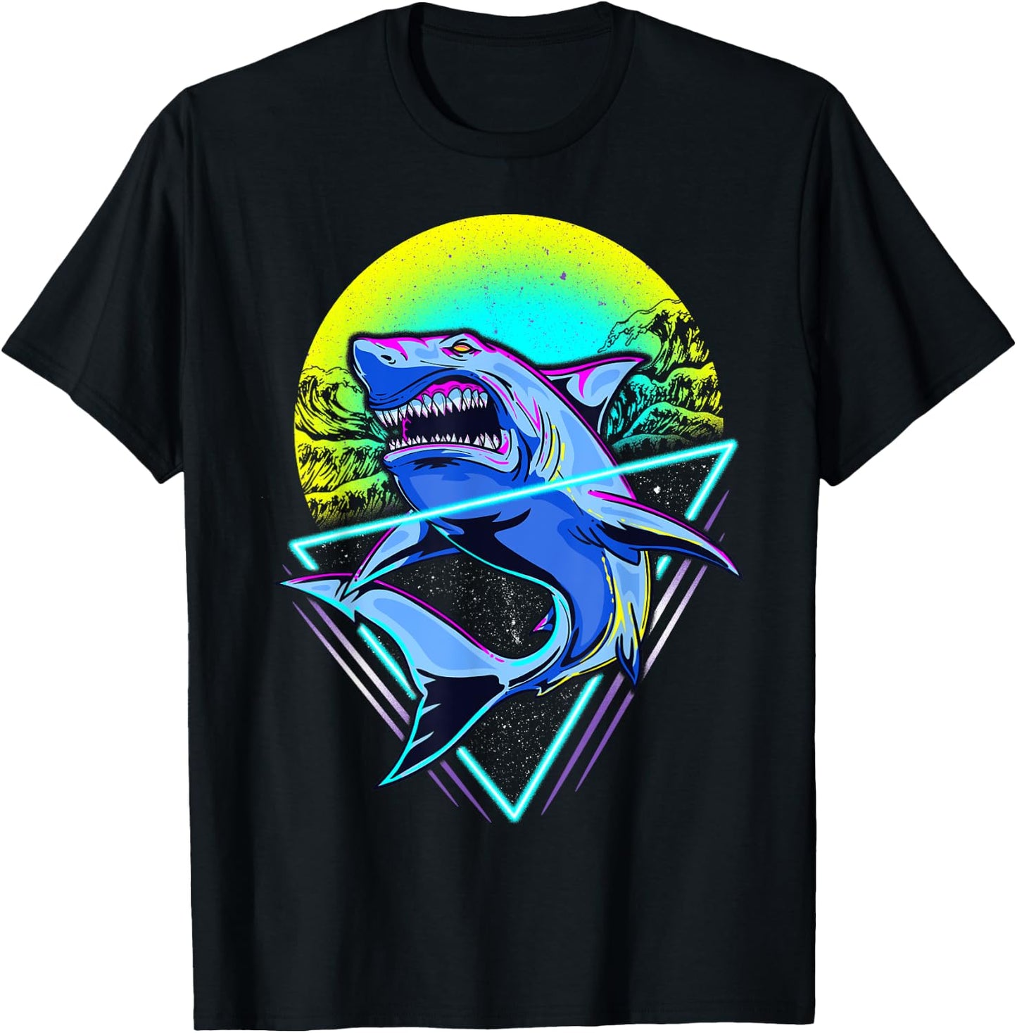 Shark Retro Punk 80s 90s T-Shirt - T-Shirt | Black