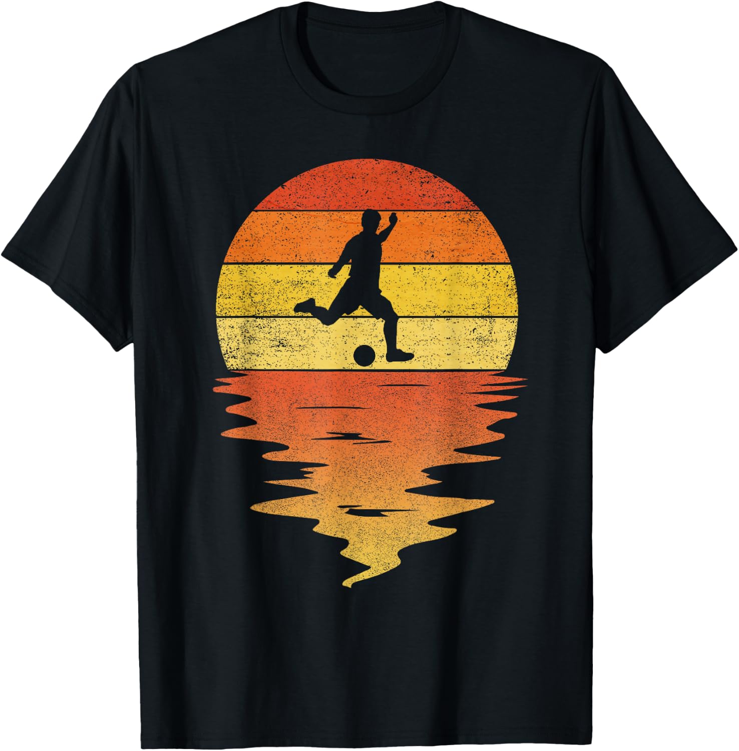 Soccer Football shirt retro sunset 70s vintage Soccer T-Shirt - T-Shirt | Black
