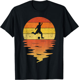 Soccer Football shirt retro sunset 70s vintage Soccer T-Shirt - T-Shirt | Black