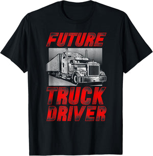 Trucker Truck Driver Vintage Future Truck Driver T-Shirt - T-Shirt | Black