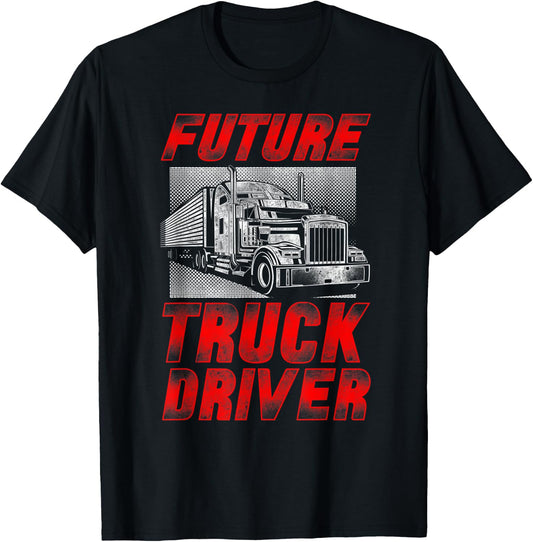 Trucker Truck Driver Vintage Future Truck Driver T-Shirt - T-Shirt | Black