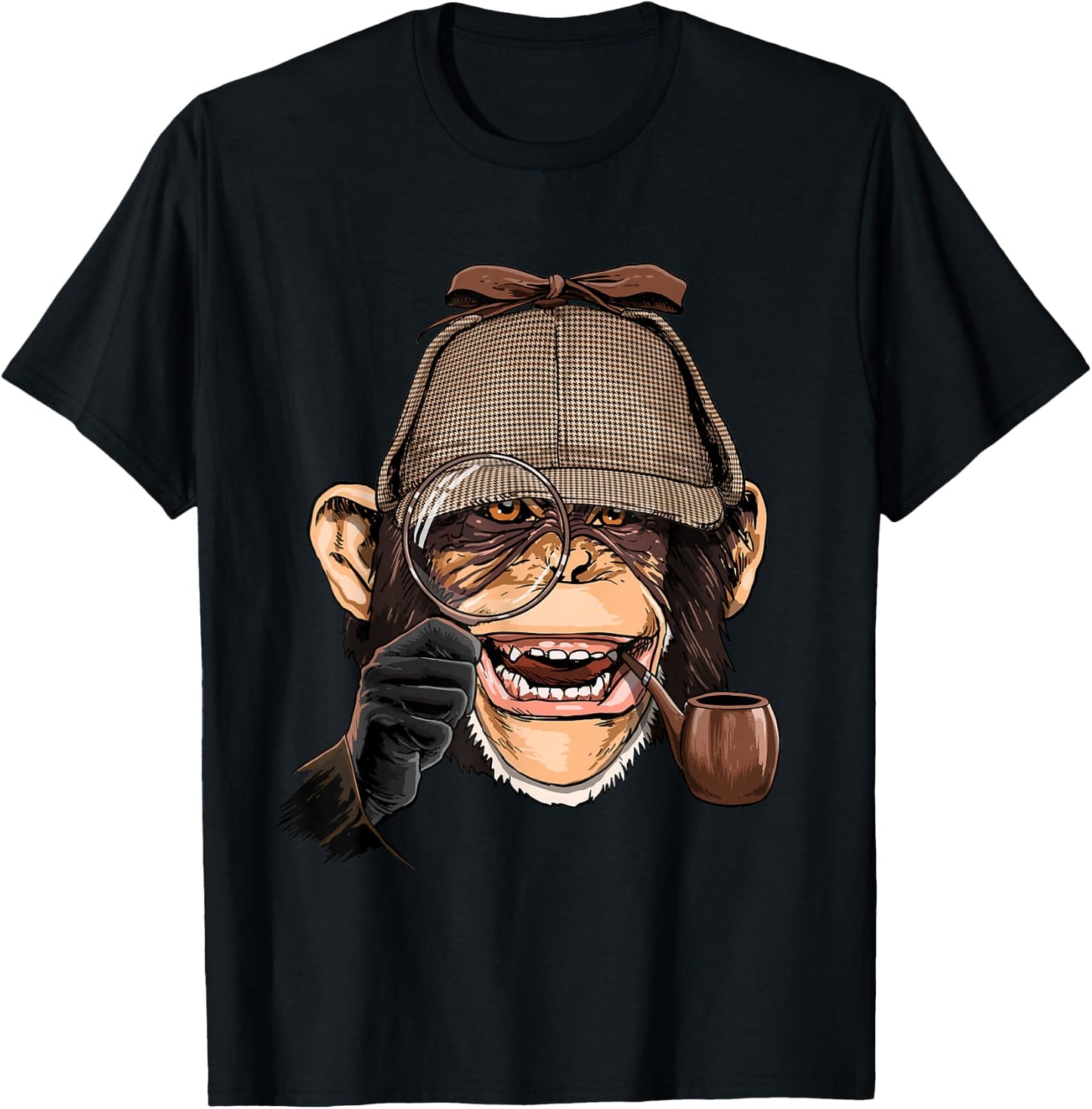 Chimpanzee Detective Great Ape Chimp Primate Animal Lover T-Shirt - T-Shirt | Black