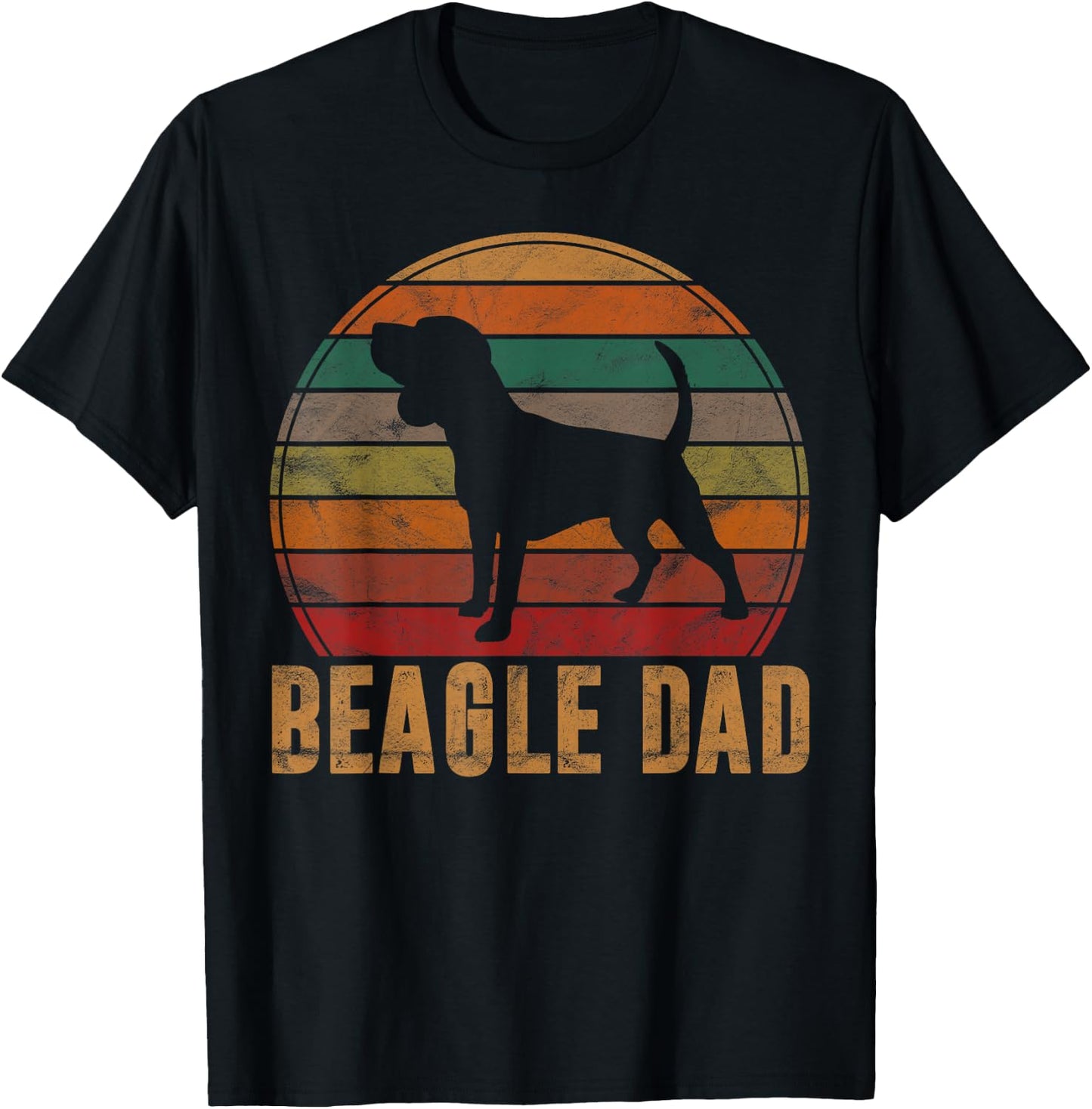 Retro Beagle Dad Gift Dog Owner Pet Tricolor Beagle Father T-Shirt - T-Shirt | Black