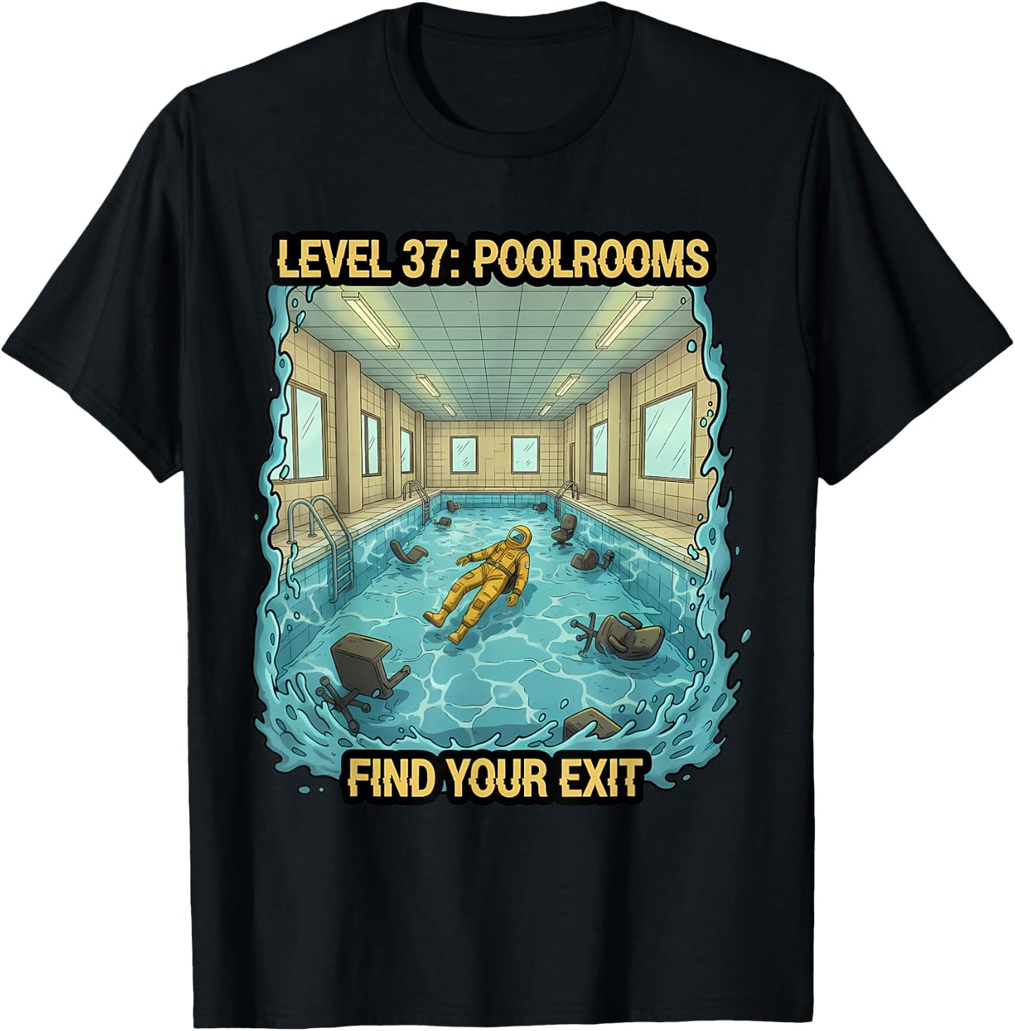 The Backrooms Level 37 Poolrooms T-Shirt - T-Shirt | Black