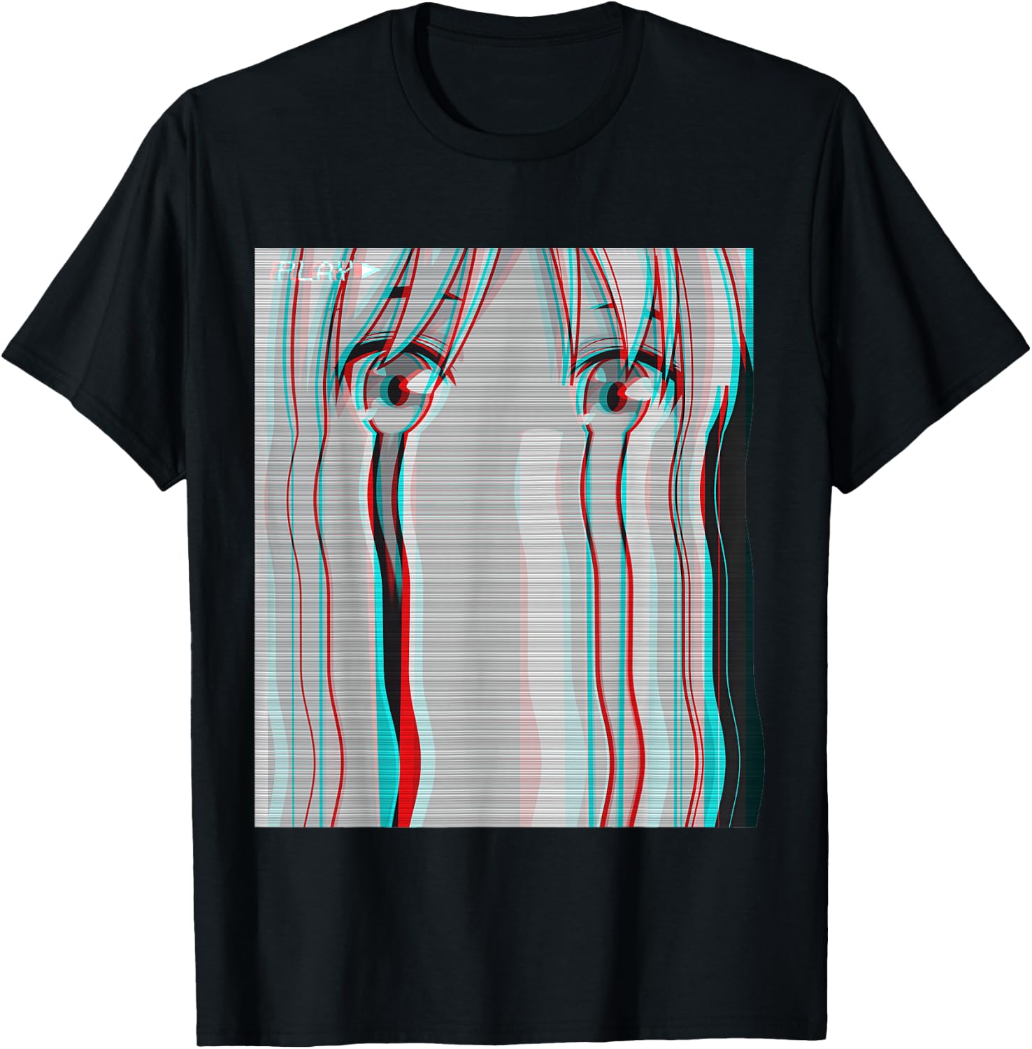Vaporwave Aesthetic Sad Anime Girl Anime Eyes Eboy Egirl T-Shirt - T-Shirt | Black