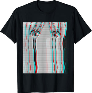 Vaporwave Aesthetic Sad Anime Girl Anime Eyes Eboy Egirl T-Shirt - T-Shirt | Black