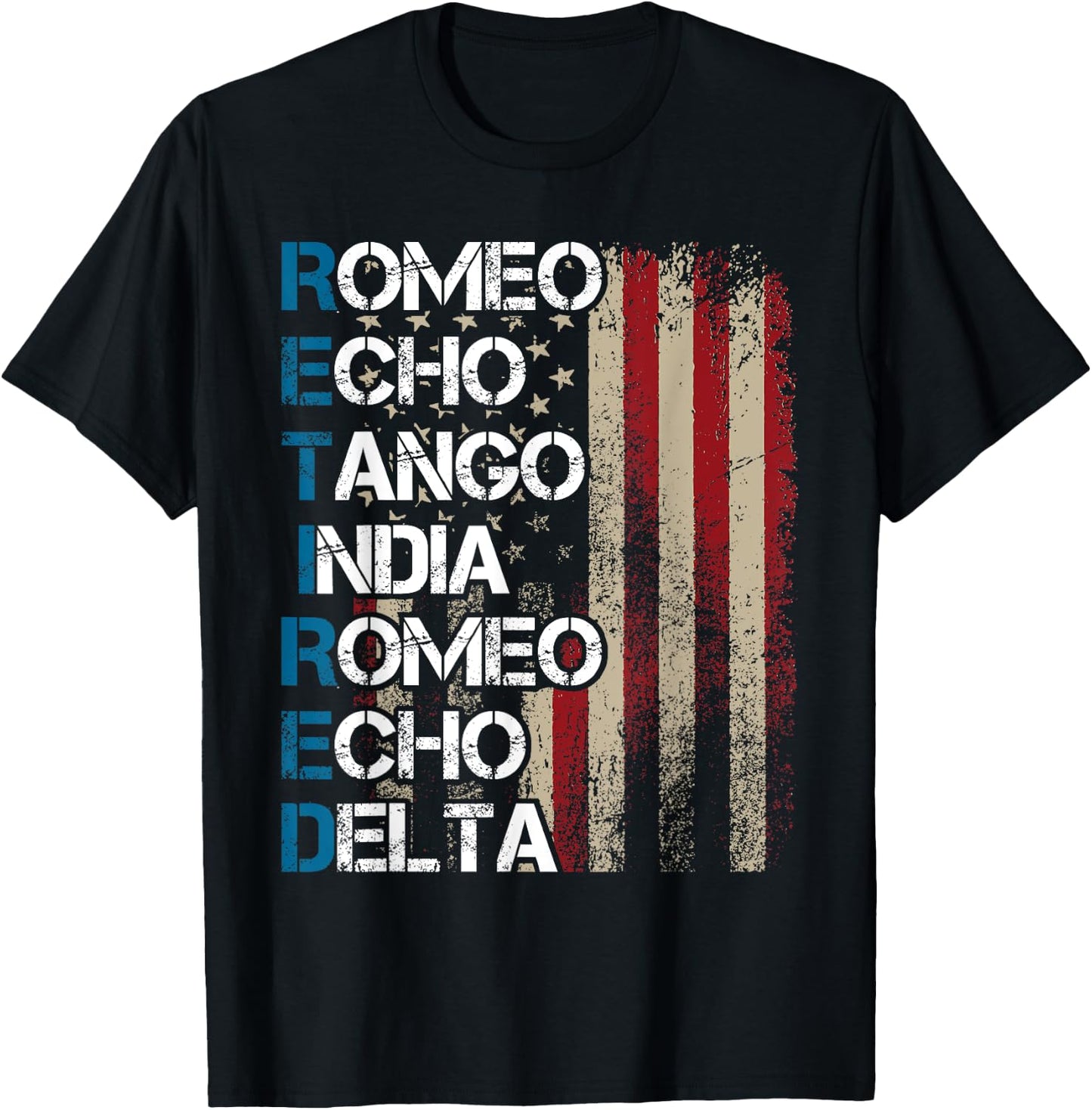 Phonetic Alphabet Retired Veteran Retirement Army Military T-Shirt - T-Shirt | Black