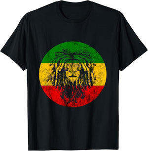 Rasta Reggae Lion Of Judah Jamaican Roots Rastafari Lion T-Shirt - T-Shirt | Black