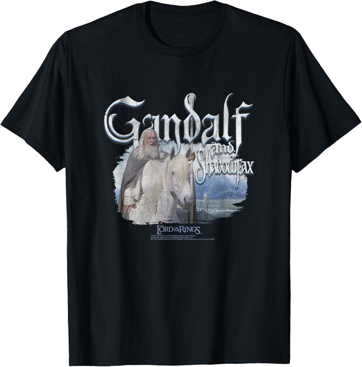 The Lord of The Rings Gandalf & Shadowfax Fantasy Movie T-Shirt - T-Shirt | Black