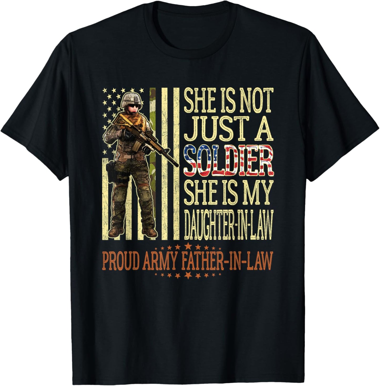 My Daughter-In-Law Is A Soldier - Proud Army Father-In-Law T-Shirt - T-Shirt | Black