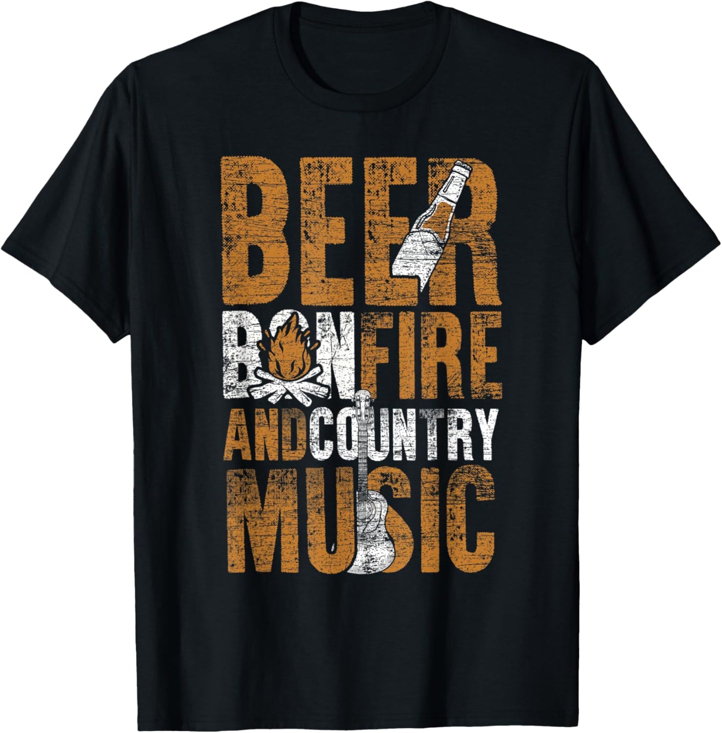 Cowboy Gift Beer Bonfire And Country Music Line Dance T-Shirt - T-Shirt | Black