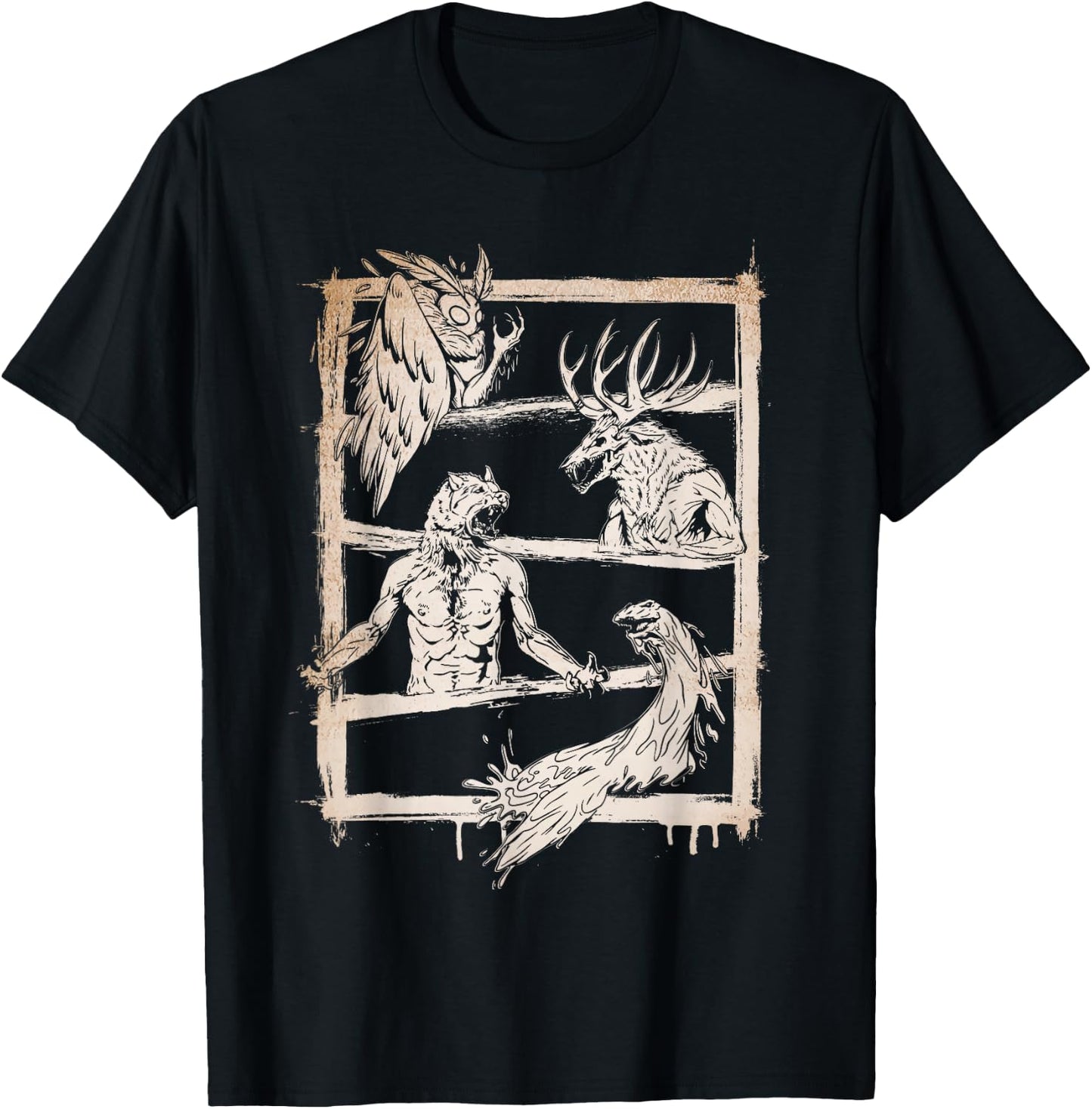 Cryptid Legends - Mothman, Wendigo, Dogman, Lake Monster T-Shirt - T-Shirt | Black