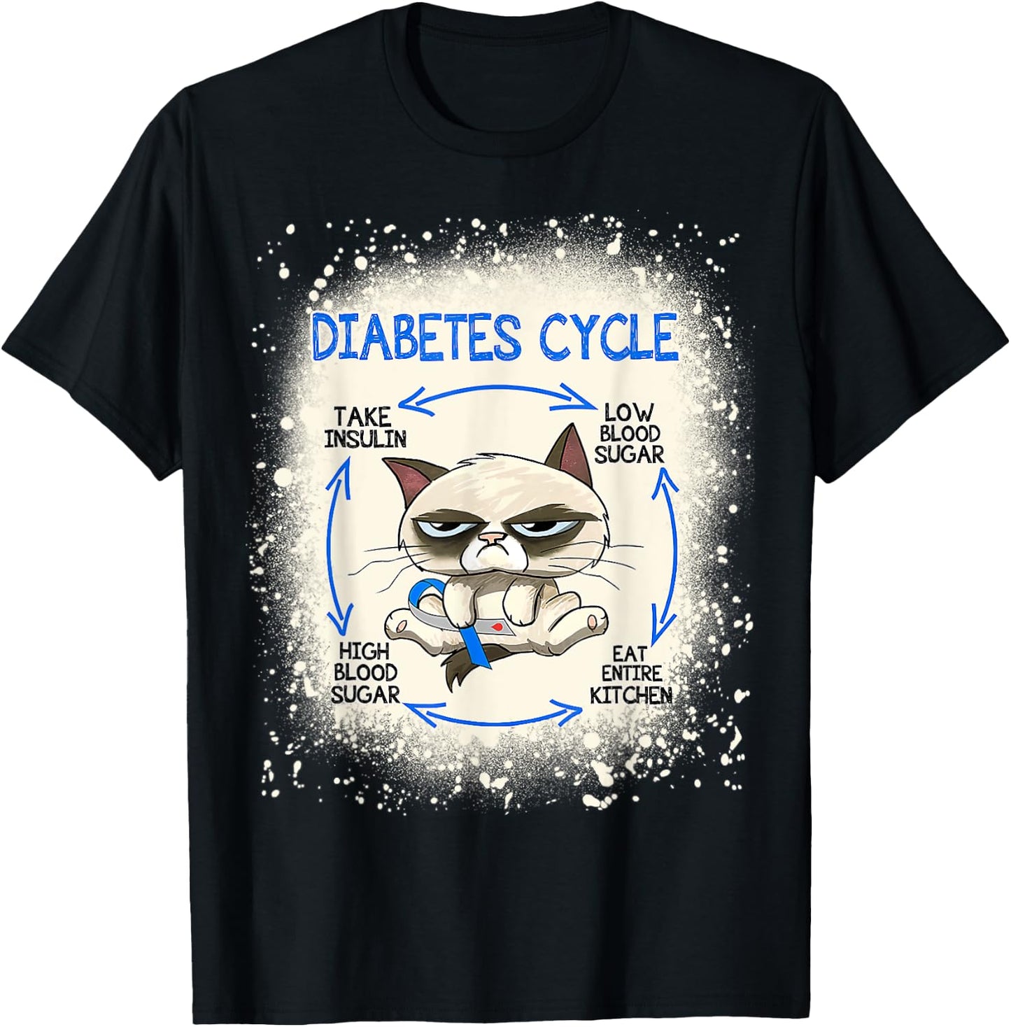Diabetes Cycle Diabetes Awareness Funny Cat T-Shirt - T-Shirt | Black