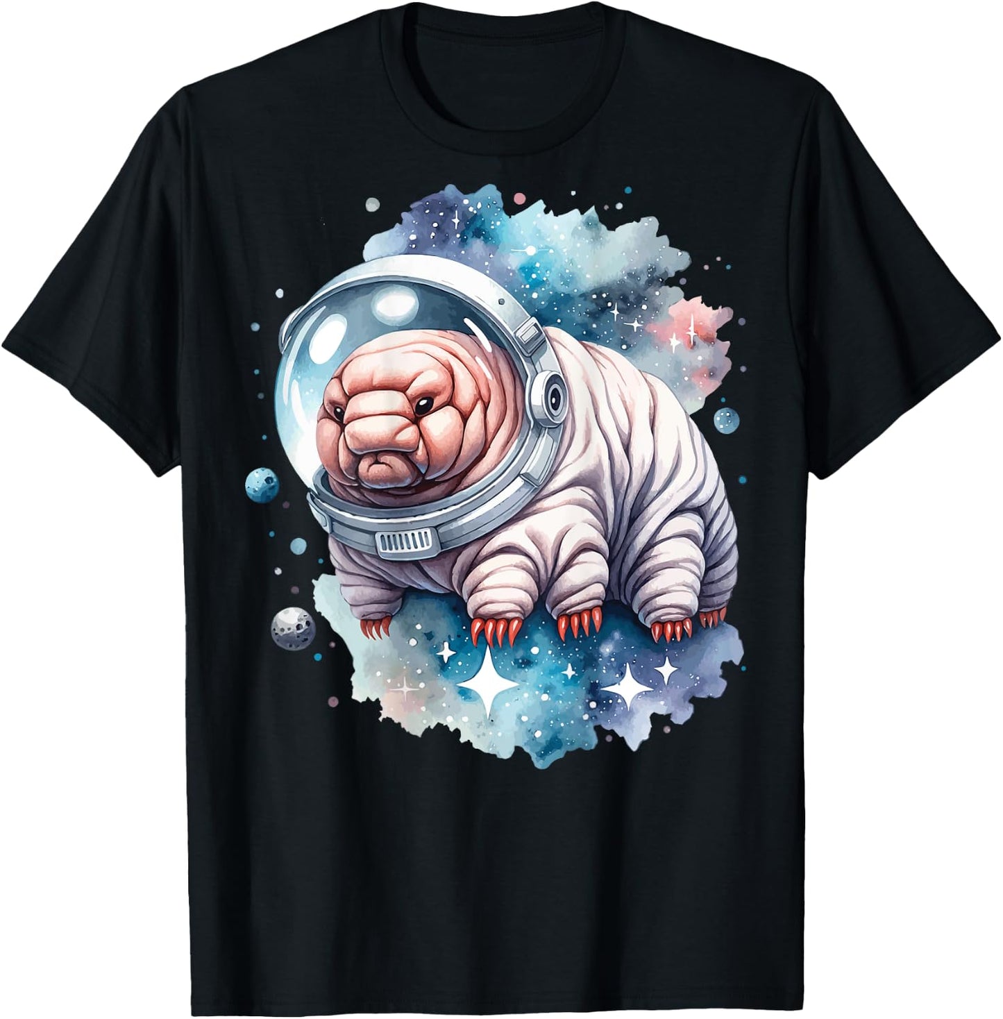 Tardigrade in an astronaut suit floating in space T-Shirt - T-Shirt | Black