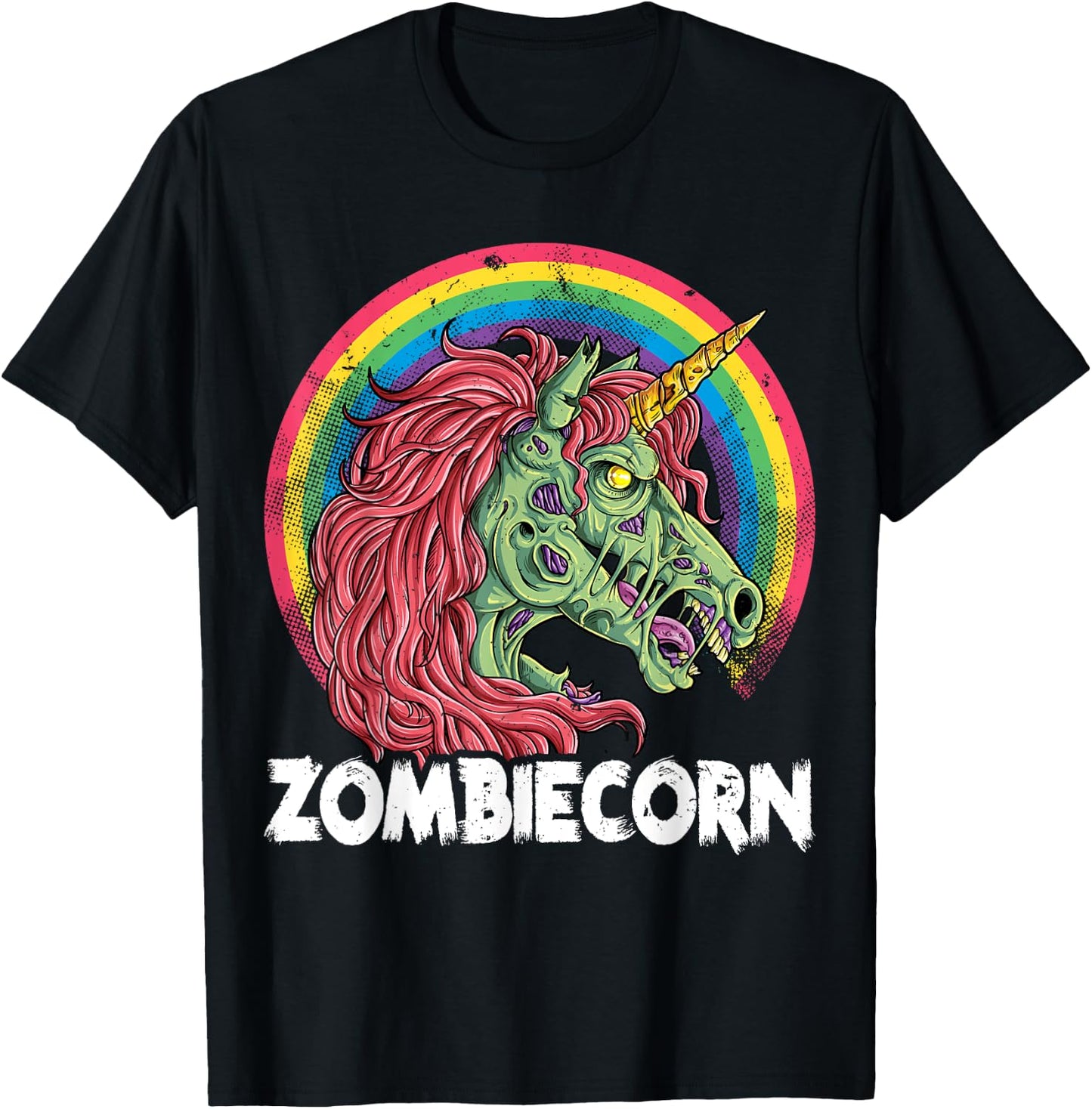 Zombiecorn Zombie Unicorn Halloween Women Girls Rainbow T-Shirt - T-Shirt | Black