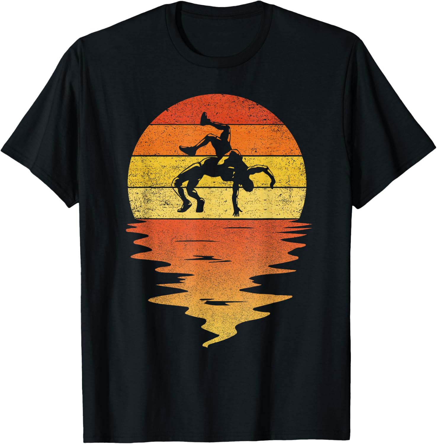 Wrestling Shirt Retro Sunset 70s Vintage Wrestling T-Shirt - T-Shirt | Black