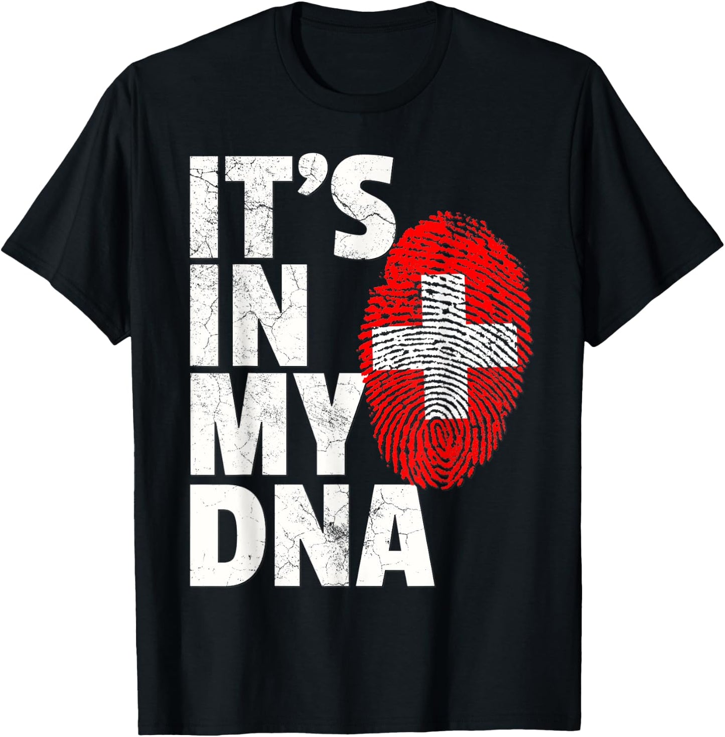 Swiss Switzerland Flag IT'S IN MY DNA Christmas Gift Country T-Shirt - T-Shirt | Black