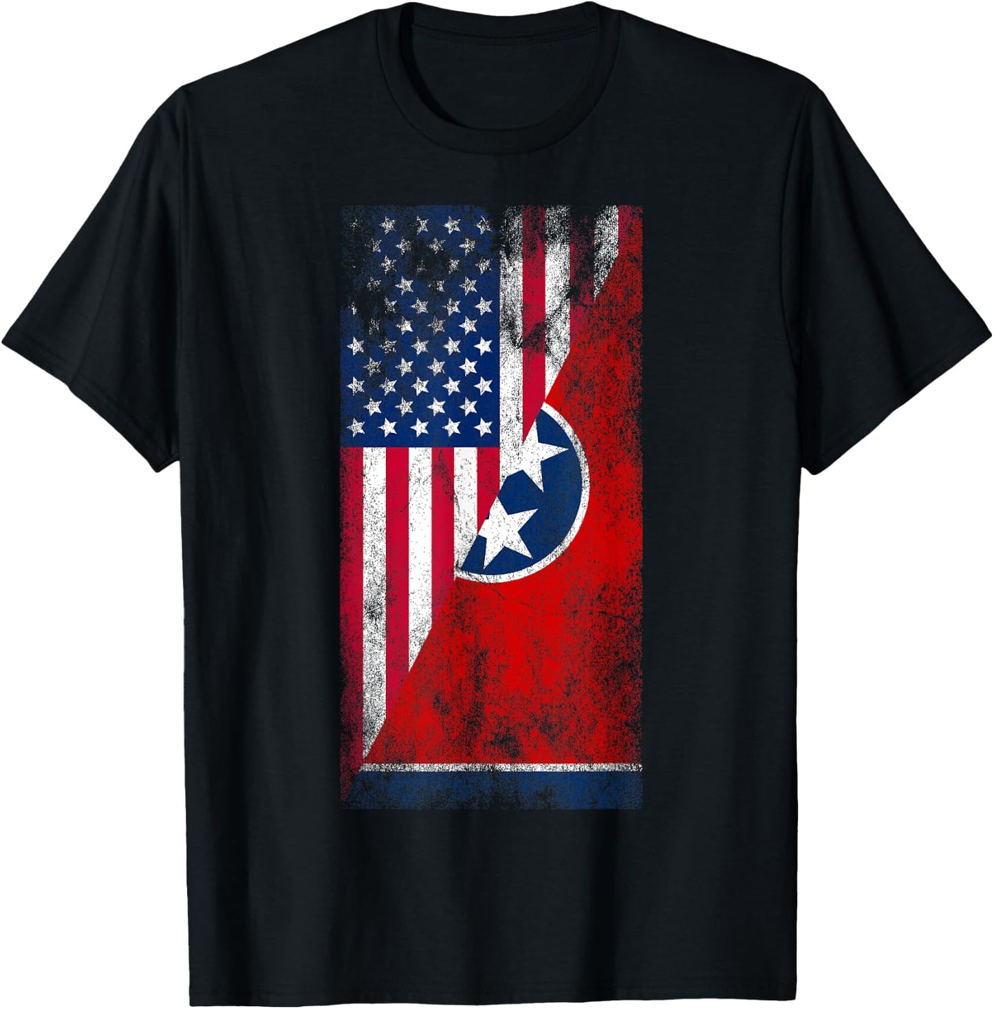 USA & Tennessee Flags - American Tennessean T-Shirt - T-Shirt | Black