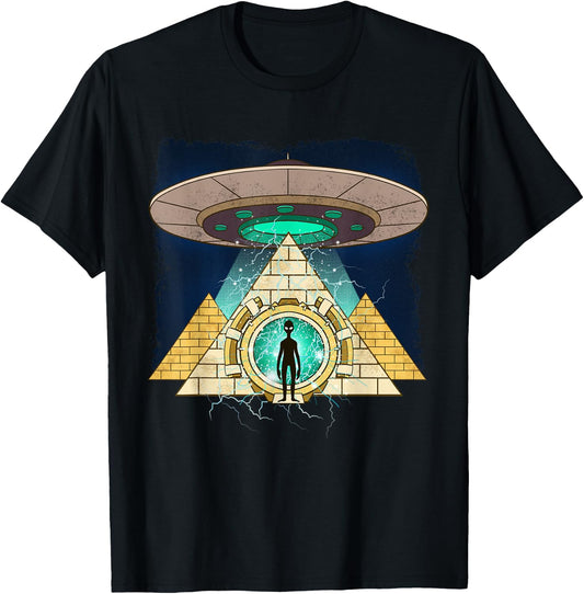 Ancient Astronaut Ancient Egyptian Pyramid Alien T-Shirt - T-Shirt | Black