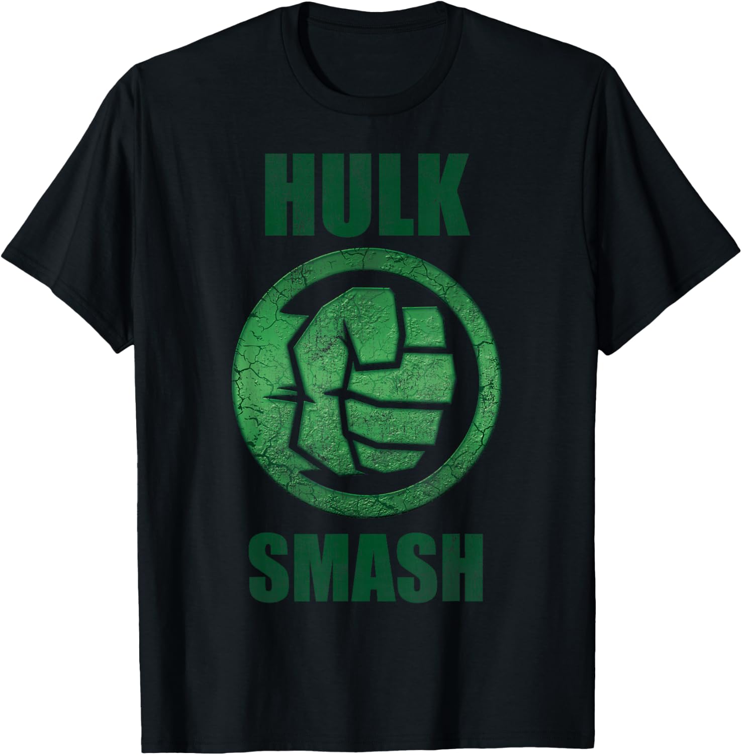 Marvel Hulk Smash Fist Circle Logo Green Stone Poster T-Shirt - T-Shirt | Black