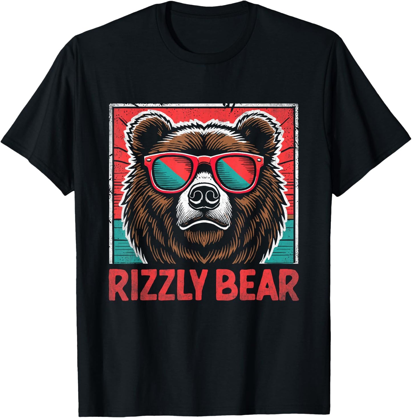Rizzly Bear Cool Bear Wearing Sunglasses Rizz Boys T-Shirt - T-Shirt | Black