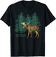 Minnesota Land of 10,000 Lakes Vintage Moose Tree Silhouette T-Shirt - T-Shirt | Black