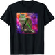 Cute Kitty Cat With Laser Beam Eyes Galaxy Background Men Women T-Shirt - T-Shirt | Black