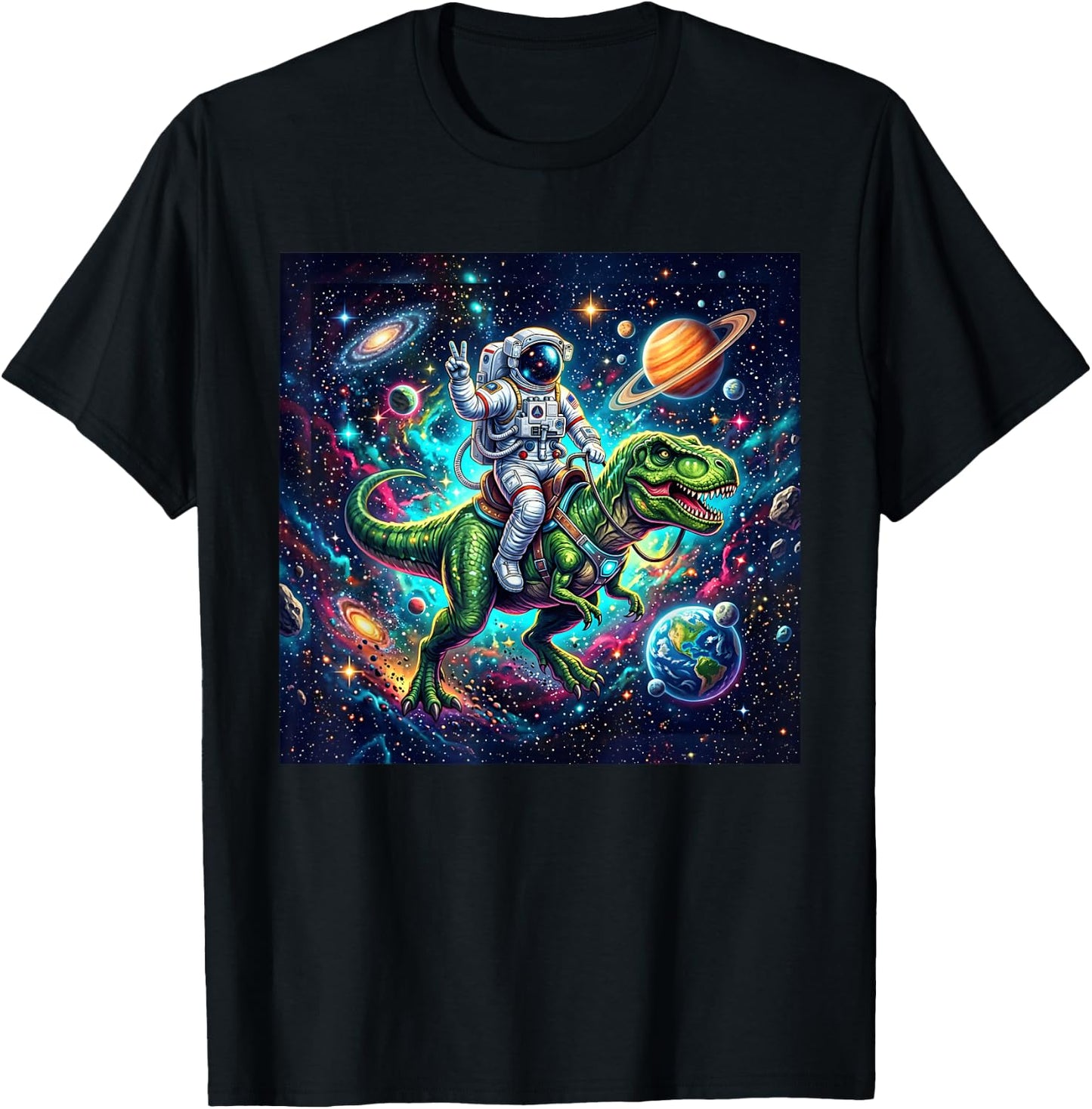 Cute Trex for Boys Girls Kids Costume Toddler Dino Space T-Shirt - T-Shirt | Black