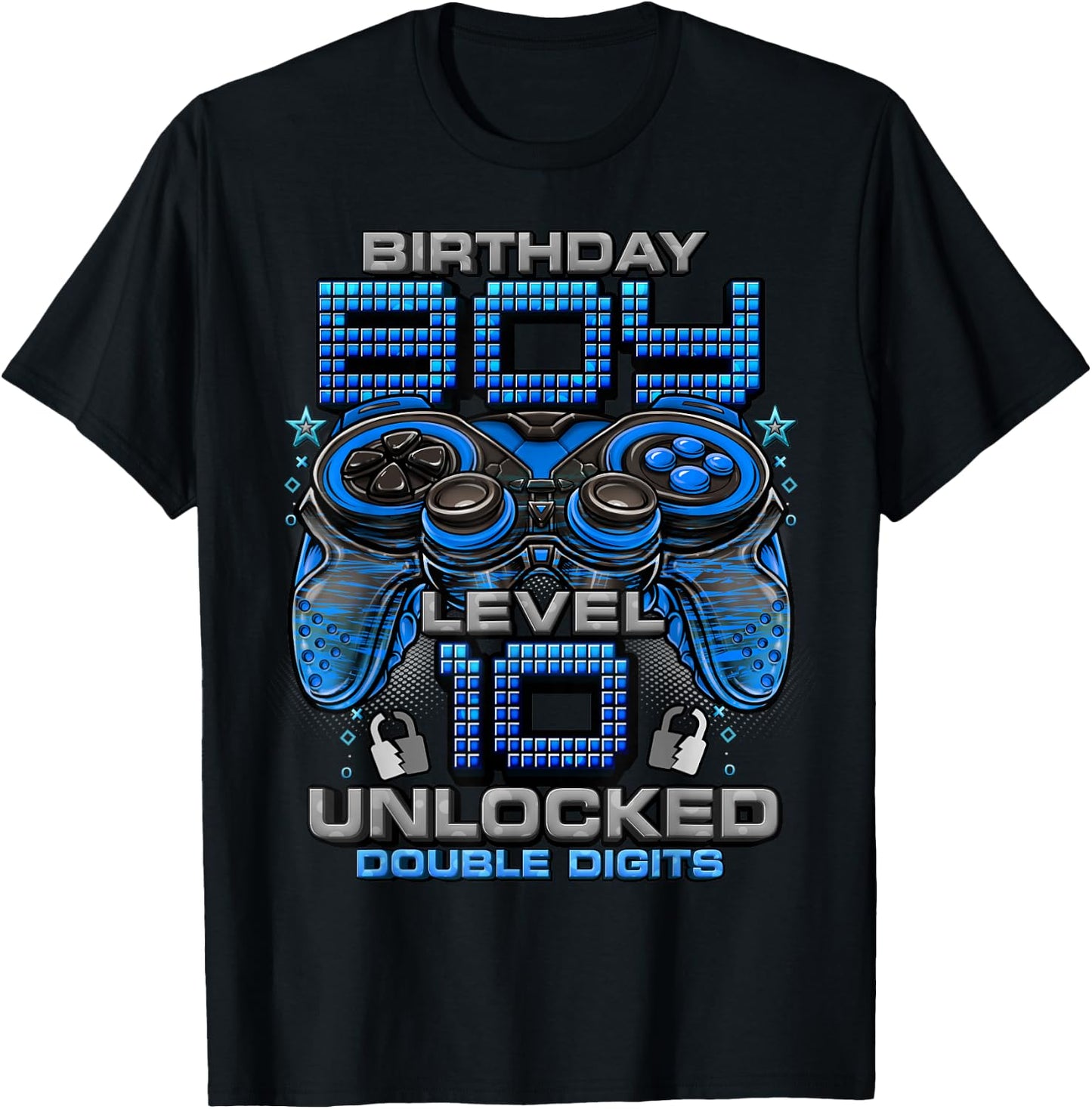 Level 10 Unlocked Awesome Since 2015 10th Birthday Gaming T-Shirt - T-Shirt | Black