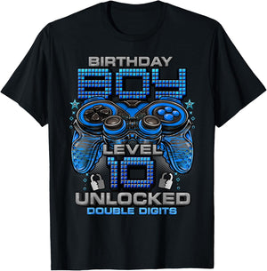 Level 10 Unlocked Awesome Since 2015 10th Birthday Gaming T-Shirt - T-Shirt | Black