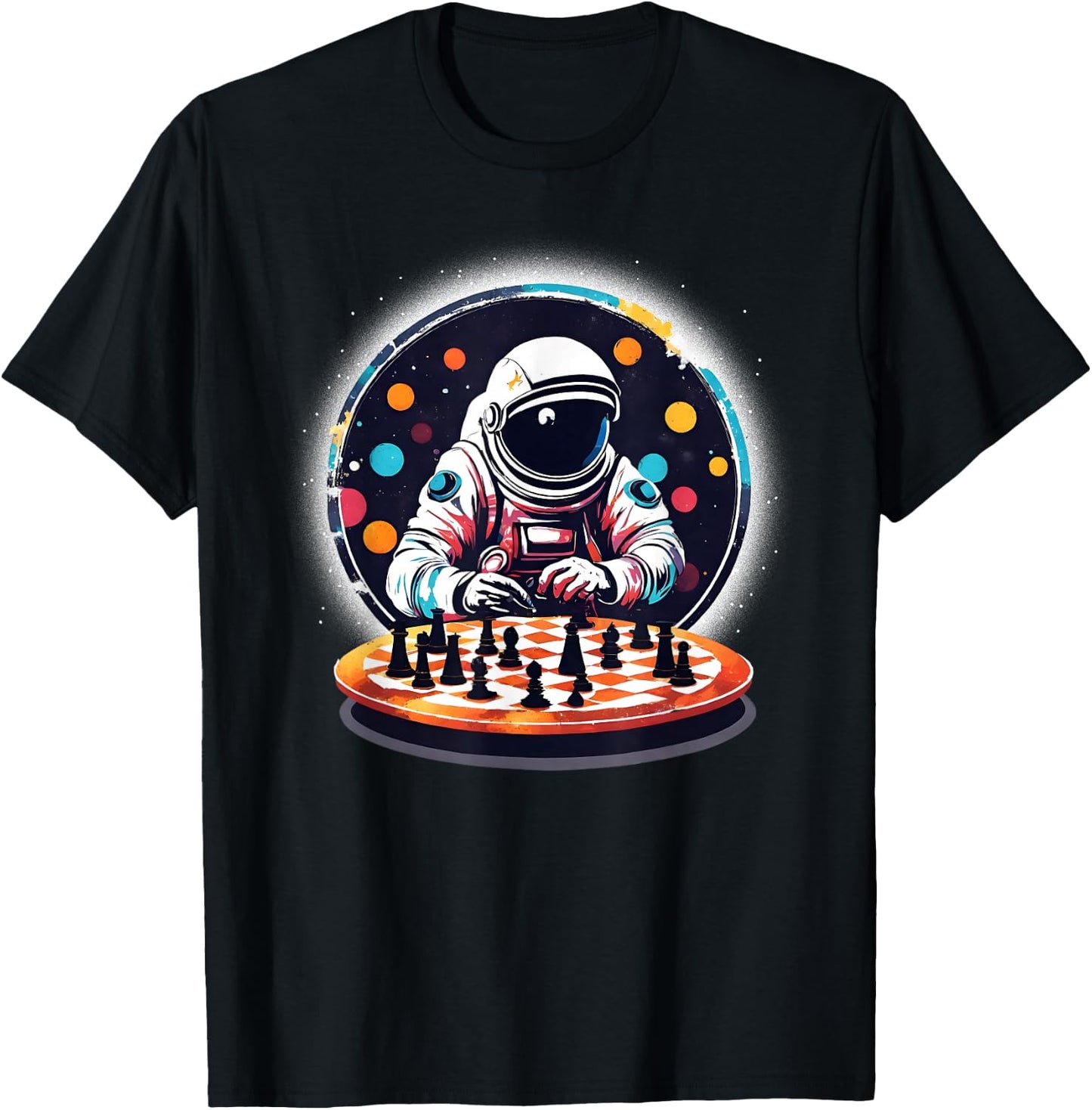 Astronaut Playing Chess in Space Boys Girls T-Shirt - T-Shirt | Black