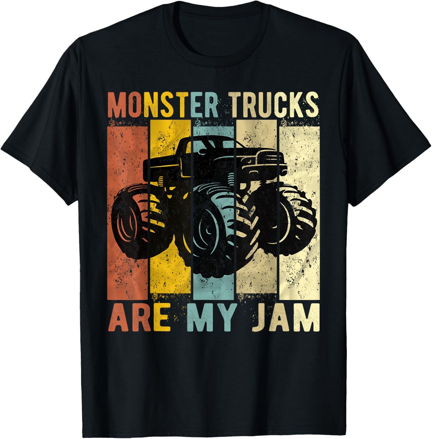 Monster Trucks Are My Jam Vintage Retro Monster Truck T-Shirt - T-Shirt | Black
