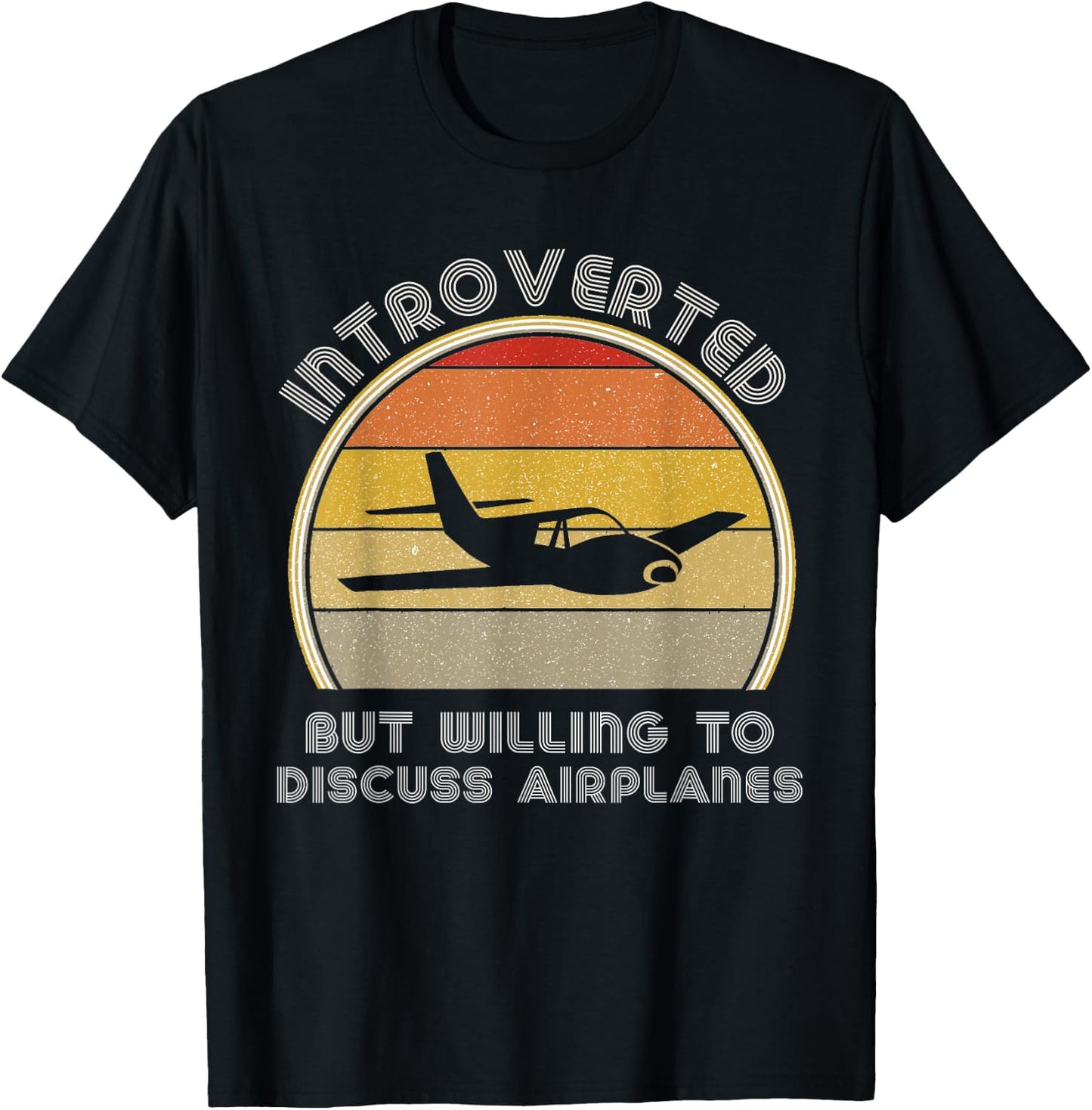 Plane Aviation Men Introverted Willing To Discuss Airplanes T-Shirt - T-Shirt | Black