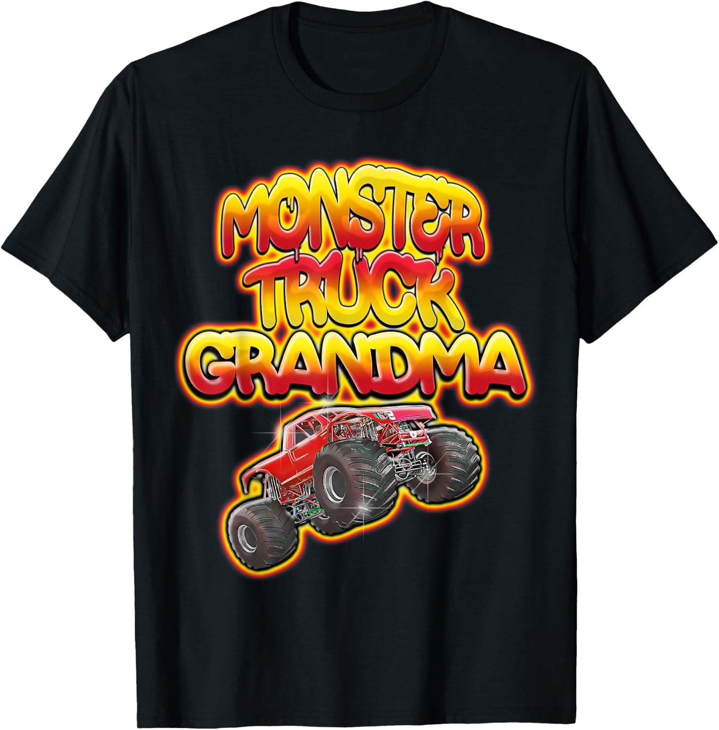 Monster Truck Grandma Hot Red Graffiti Style T-Shirt - T-Shirt | Black