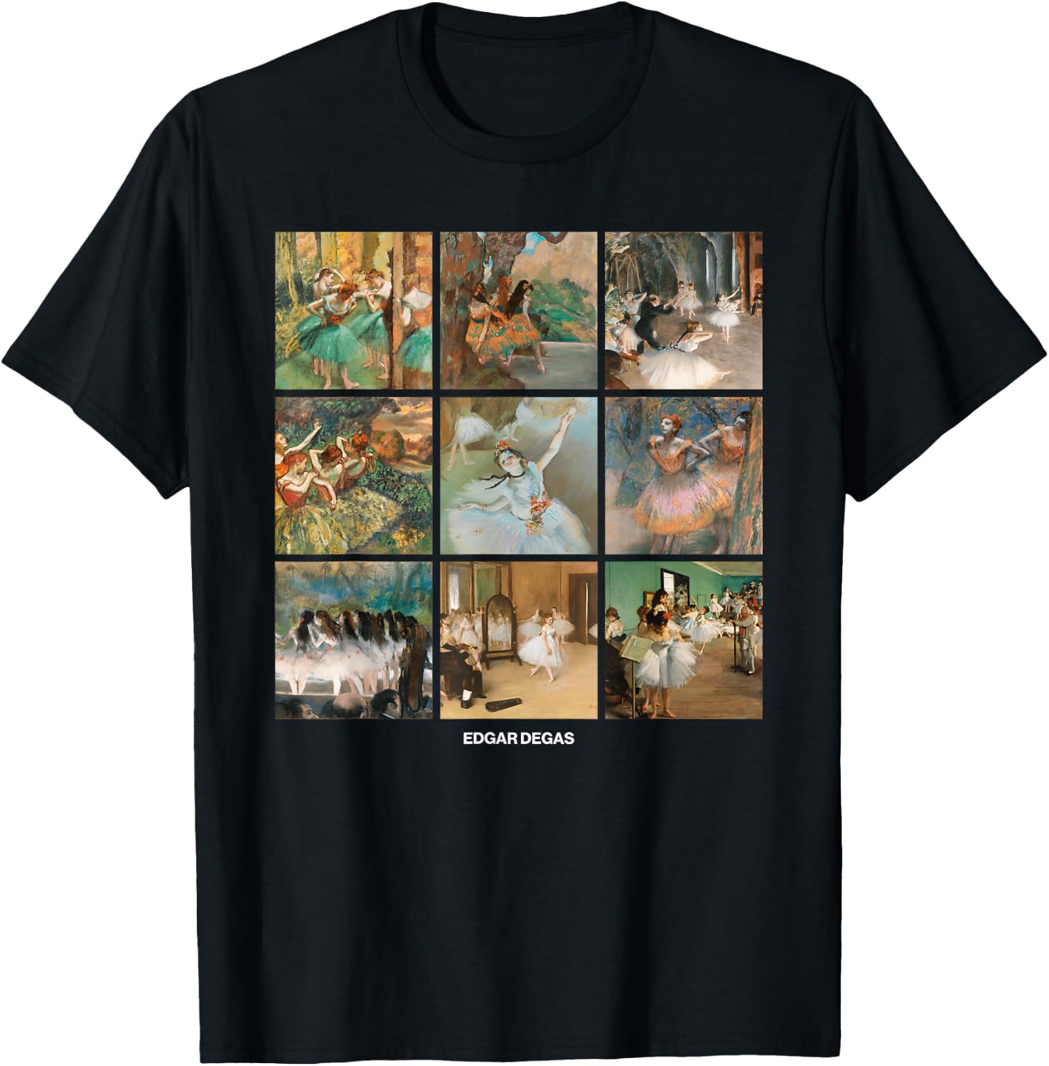 Fine Arts Bottega Edgar Degas Grid - Dancers, Ballerinas - Impressionism T-Shirt - T-Shirt | Black