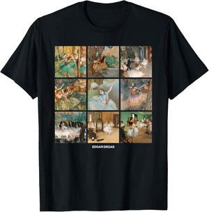 Fine Arts Bottega Edgar Degas Grid - Dancers, Ballerinas - Impressionism T-Shirt - T-Shirt | Black