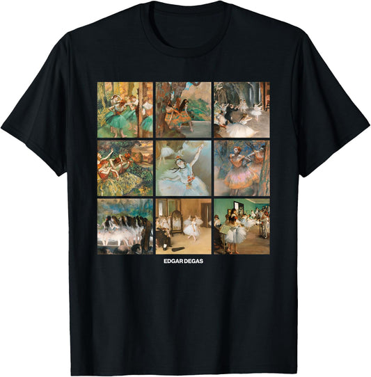 Fine Arts Bottega Edgar Degas Grid - Dancers, Ballerinas - Impressionism T-Shirt - T-Shirt | Black