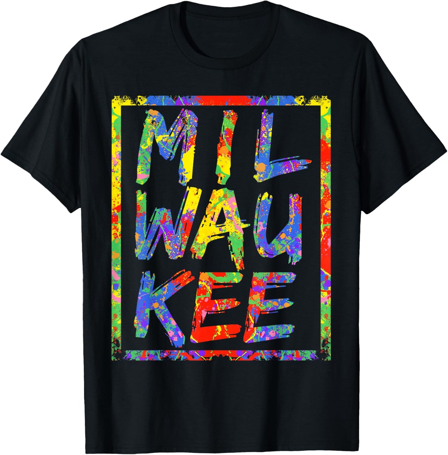 Milwaukee Colorful 3 Level Art Rainbow Design Gift Milwaukee T-Shirt - T-Shirt | Black