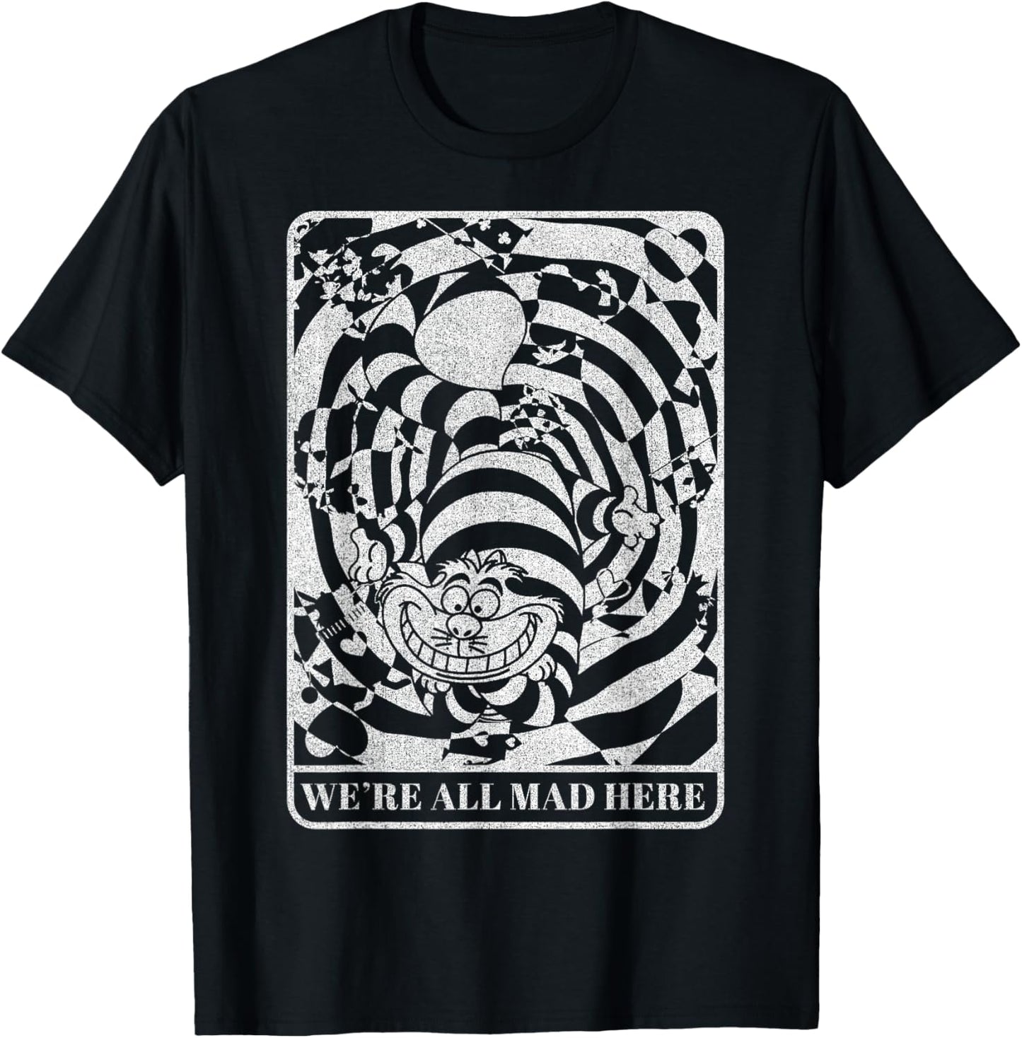 Disney Alice in Wonderland Cheshire Cat We're All Mad Here Small T-Shirt - T-Shirt | Black